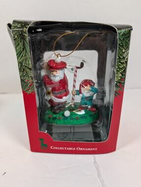 Christmas Ornament Santa Elf Golf Plastic FORE Santas Best 1992 Vintage MIB